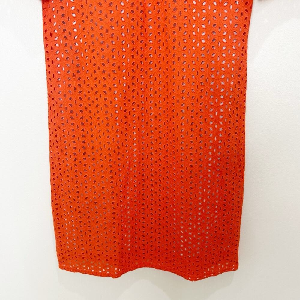 Never A Wallflower Eyelet Puff Sleeve Mini Dress Women’s Size XS Fire Orange - Picture 9 of 10